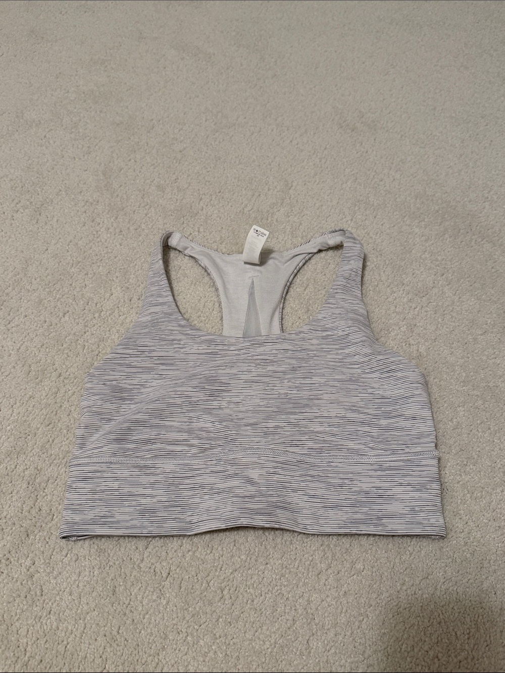 lululemon athletica Light Gray Striped Racerback Sports Bra